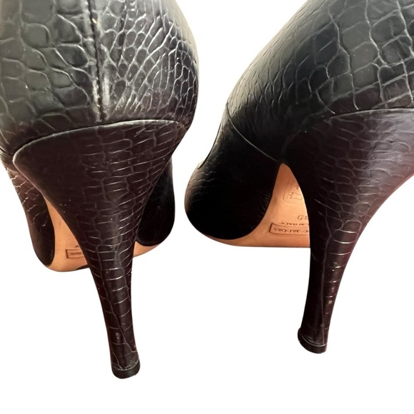 Marc Jacobs Mary Jane Heels Pumps Black Crocodile Embossed Leather 39 US 8.5 - Picture 6 of 8